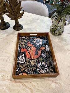 Decorative Wooden Enamel Serving Tray Food Safe Dry Fruit and Snack Platter Durable Dining <b>Tableware</b> Wholesale Factory Price B2B - Product Image 3