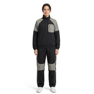 Heavy Grade <b>Women</b> Windbreaker Sets Black Red Coated Poly Roll Neck Ribbed Cuffed Sleeve Wholesale Active <b>Outfits</b> - Product Image 4