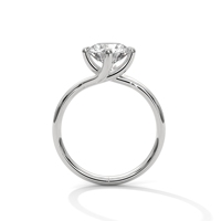 Bague de fiançailles torsadée avec diamant de laboratoire rond en or blanc 14 carats – Bague solitaire princesse moderne à 4 griffes pour fêtes et mariages