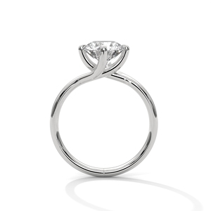 Round Lab-Grown Diamond Twist Engagement <b>Ring</b> In 14K White <b>Gold</b> – Modern 4 Prong <b>Set</b> Princess Solitaire <b>Ring</b> For Party & Wedding - Product Image 3