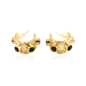 Boucles d'oreilles créoles uniques plaquées or 18 carats, légères, tendance, pour femmes, vente en gros, bijoux fantaisie minimalistes de luxe - Product Image 3