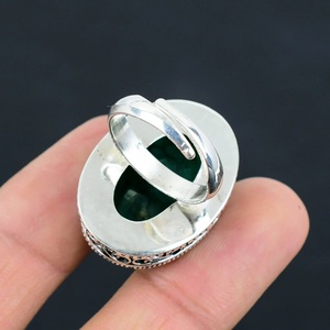 Natural Green <b>Emerald</b> 925 Sterling <b>Silver</b> Vintage Style Handmade Adjustable <b>Ring</b> for Her Wholesale Gemstone Jewelry - Product Image 3