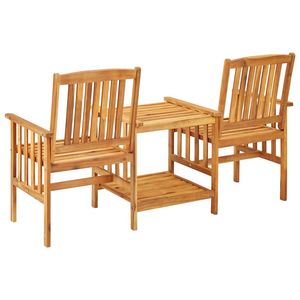 Ensemble bistrot en bois d'acacia massif, couleur bois naturel, durable et conforme aux normes, mobilier de jardin - Product Image 4
