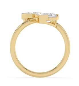 Bague ouverte en or rose 9 carats avec deux diamants de laboratoire taille poire à facettes, sertis clos, 2,00 CTW - Product Image 4