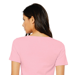 Wholesale Price Custom Logo OEM Services Available Breathable Womens V-Neck T-<b>Shirt</b> Solid Short Sleeve Top Canvas T <b>Shirts</b> - Product Image 3