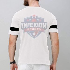 Camiseta Blanca de Manga Corta para Hombre con Ribete en Contraste Negro, Cuello Redondo, Estilo Casual, Tejido de Punto Jersey, Algodón - Product Image 2