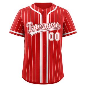 Cheap Mens and Women <b>Red</b> White Blue Stripe Baseball Uniforms Manufacturers Team Baseball Uniforms - Product Image 1
