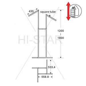 Porte-vêtements de qualité supérieure en zinc chromé à 1 étagère, hauteur réglable, montage facile pour les magasins et une utilisation en intérieur/extérieur - Product Image 2