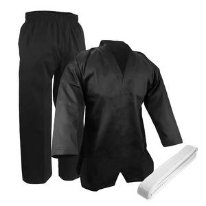 Uniforme de Taekwondo Rojo para Niños, Ropa de Artes Marciales Transpirable de Algodón para Práctica y Entrenamiento con Cinturón Blanco - Product Image 3