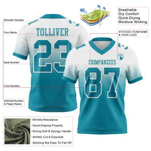 Maillot de football blanc personnalisé en maille turquoise, authentique, effet délavé, coupe ample, court et oversize, style mode - Product Image 2