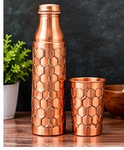 Juego de Termo Oriental de Cobre con Patrón Grabado y Taza a Juego, Botella de Agua Portátil para Viaje - Product Image 2