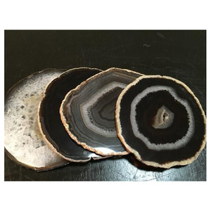 Elegant <b>Disposable</b> Natural Agate Stone Coasters Set Electroplated Gold Edges Eco-Friendly Decorative Drink Coasters for Home - Product Image 3