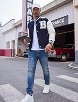 Veste universitaire en laine mélangée avec logo personnalisé, fabrication directe d'usine, pour homme, hiver, manches en cuir