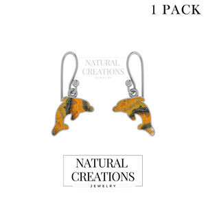 Premium High Finish 925 Sterling Silver <b>Bumble</b> <b>Bee</b> Dolphin Shape Dangle Hook <b>Earrings</b> Bezel Setting Natural 20mm Trendy Wedding - Product Image 2