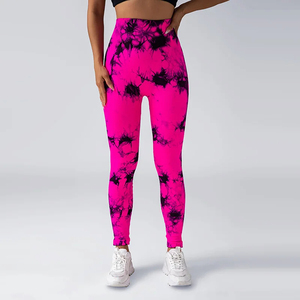 Leggings de yoga tie-dye pour femmes, taille haute, effet froncé aux fesses, pour la gym, le fitness et la course, contrôle abdominal, OEM ODM, vente en gros - Product Image 4