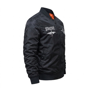 Blouson Bomber Vintage Unisexe Col Montant Tissé Ample Décontracté Brodé Hiver Teint Fermeture Éclair Boutons Style Motard Américain - Product Image 5