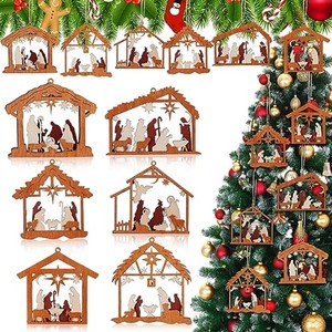 Aqdus Saleem Hand-Painted Pine Wood <b>Nativity</b> Scene Figurines | Eco-friendly Durable Rustic Religious Home Decor Tabletop Display - Product Image 1