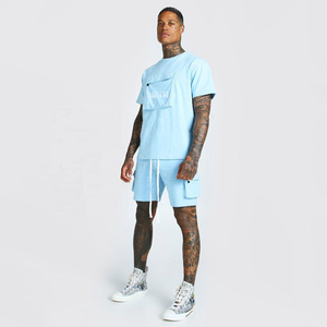 Premium Quality Mens Summer Casual T-shirt And Shorts <b>Set</b> Quick Dry Solid Pattern Polyester/cotton Wholesale - Product Image 2