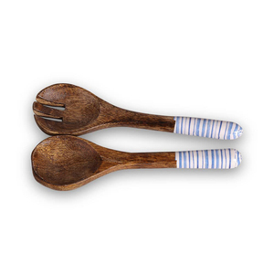 Cuenco pequeño multiusos de hilo azul único con servidores, cuenco decorativo con tenedor y cuchara de madera, frutero para entretenimiento - Product Image 3