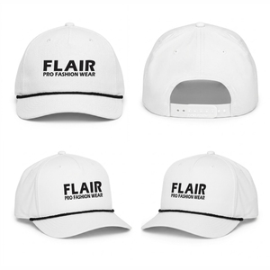 Gorra de Béisbol Blanca Personalizada de 6 Paneles – Gorra Deportiva Ajustable con Cierre a Presión, Logotipo Bordado y Detalle de Cuerda - Product Image 1