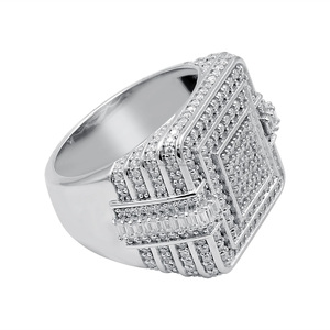 Handmade Hip Hop Cluster <b>Ring</b> with Prong <b>Set</b> Rhodium Plated <b>Sterling</b> <b>Silver</b> for Unisex Everyday Wear Anniversary man's Gift <b>Ring</b> - Product Image 4