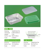 WB 1000PCS/CTN 700ml Boîte à lunch en aluminium à emporter, Plateau en aluminium, Emballage alimentaire, Contenant en aluminium, Barquette en aluminium