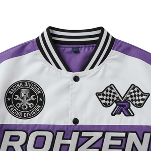 Custom <b>Summer</b> Racing <b>Bomber</b> <b>Jacket</b> Unisex Snap Button Embroidered Logo Motorsport Streetwear Baseball % Cotton OEM ODM - Product Image 5