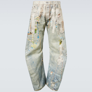 Pantalones Vaqueros Asimétricos de Hombre Paul con Pierna Ancha, Estampados, de Talle Alto, de Moda, Unisex, Casuales, Desgastados - Product Image 6