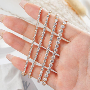 Luxury Moissanite Tennis Bracelet <b>Set</b> <b>Gold</b> Finish Multiple Size Options Sparkling Chain Elegant Stackable Jewelry - Product Image 4