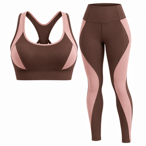 Conjunto de Yoga de 6 Piezas a Cuadros para Mujer, Ropa Deportiva con Cierre, Ajustada, Transpirable, para Atletas Femeninas - Product Image 1