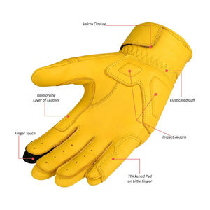 Gants d'équitation en cuir véritable pour homme, jaune uni, fermeture auto-agrippante, coupe classique 2026 - Product Image 6