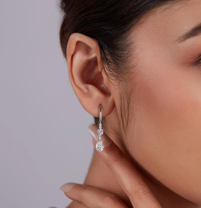 ต่างหูเพชรทรงหยดน้ำชุบทองวินเทจ เพชรเพาะเลี้ยงในห้องปฏิบัติการ รับรองโดย IGI ของขวัญวันครบรอบหมั้น ของขวัญวันครบรอบแต่งงาน เครื่องประดับสำหรับผู้หญิง - Product Image 4