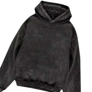 Sweat à capuche vintage délavé noir OEM pour hommes et femmes, 100 % coton, effet délavé à l'acide, coupe oversize, streetwear, automne, mode éco-responsable - Product Image 3