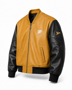 Blouson Bomber en Cuir PU pour Homme avec Motifs Patchwork, Col Rabattu, Fermeture Éclair, Style Décontracté pour l'Automne - Product Image 3