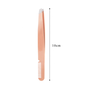 Professional Stainless Steel Slant Tip Eyebrow Tweezers with Comb Custom Logo Private Label Beauty <b>Tool</b> OEM - Product Image 1