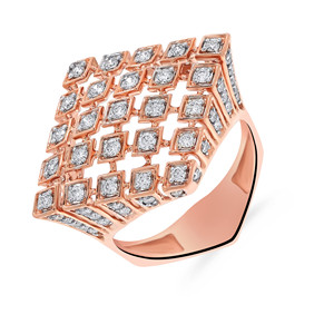 แหวนเพชรทรงข้าวหลามตัด Rhombic Whisper หรูหรา ทองคำขาว 18K ประดับเพชรทรงสี่เหลี่ยมหลายเม็ด แหวนดีไซน์โดดเด่นสำหรับผู้หญิง - Product Image 1