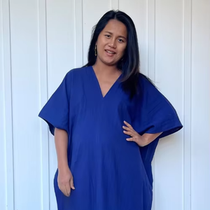 Robe Kaftan Midi Noire Grande Taille en Coton Double Gaze Style Gothique Africain Mumu Inspirée du Maroc Fluide et Ample - Product Image 1