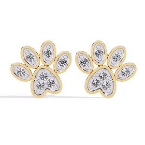 Superbes boucles d'oreilles clous rondes en or massif 14 carats, bijoux de mode pour femmes avec diamants de laboratoire et pierres latérales rondes - Product Image 5