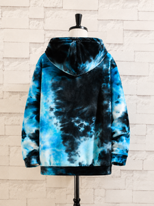 Sudadera con Capucha Personalizada Azul y Negra con Efecto Tie Dye, Sudadera Holgada con Capucha para Hombre y Mujer - Product Image 1