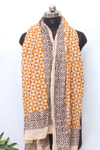 Mustard Geometric Hand Block Print <b>Sarong</b> – Wholesale Cotton Beach Pareo – Artisan Made Indian Bagru <b>Wrap</b> – Beachwear - Product Image 2
