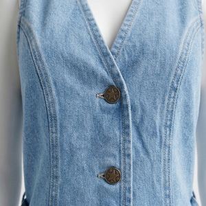 Chaleco vaquero informal con bordado para mujer, chaqueta sin mangas de algodón azul, nuevo estilo moderno para chicas - Product Image 6