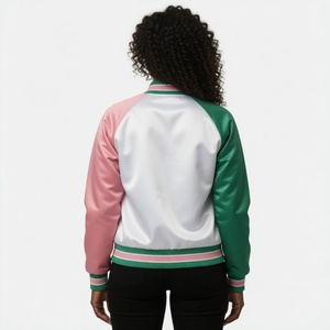 Custom for Alpha Kapa Baseball Satin Varsity Jacket Sorority Heritage Masonic Regalia Wear <b>Stand</b> Collar Embroidery Lightweight - Product Image 2