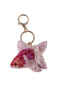 Magnifique porte-clés et accessoires de sac brodés de perles de graines vertes et brunes, motif arbre, fabriqués en Inde - Product Image 4