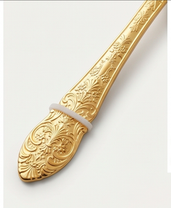 Ensemble de couverts dorés avec des poignées gravées élégantes pour la vaisselle de mariage, compatibles lave-vaisselle, couverts en métal - Product Image 3