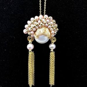 Ensemble de bijoux fins de style opéra chinois rétro pour la fête nationale, avec pendentif en perle d'eau douce et crochet d'oreille pour femmes - Product Image 3