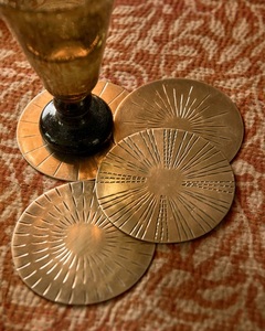 Royal Eclipse Brass <b>Coaster</b> Set Handcrafted Premium Artistic <b>Drink</b> <b>Coasters</b> Heat Resistant Table Protector Luxury Gift - Product Image 6
