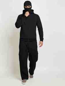 Survêtements pour hommes à fermeture éclair avec capuche, cordon de serrage, manches longues, poche kangourou, poignets et ourlet côtelés, 80% coton 20% polyester, anti-boulochage - Product Image 2