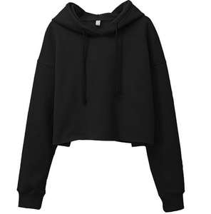 Sudaderas con capucha lisas recortadas de algodón con logotipo personalizado para mujer, sudadera de peso pesado, Top corto, sudaderas con capucha de punto informales - Product Image 1