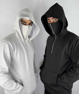 Sweat à capuche lourd pour homme, à fermeture éclair intégrale, en molleton français double couche, imprimé gangster personnalisé, délavé à l'acide - Product Image 2