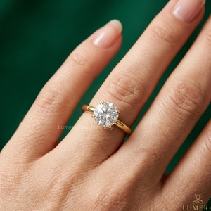 Anillo de Compromiso con Diamante Cultivado en Laboratorio, Corte Redondo, Certificado por IGI, Oro Amarillo de 9K, 10K, 14K, 18K, Anillo de Boda Solitario para Mujer - Product Image 6